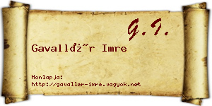 Gavallér Imre névjegykártya