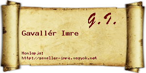 Gavallér Imre névjegykártya